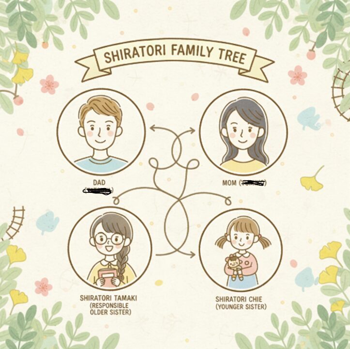 白鳥玉季さんの4人家族構成図
