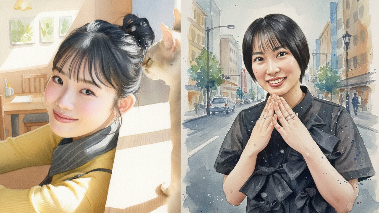 志田こはくと志田未来の画像比較-水彩画