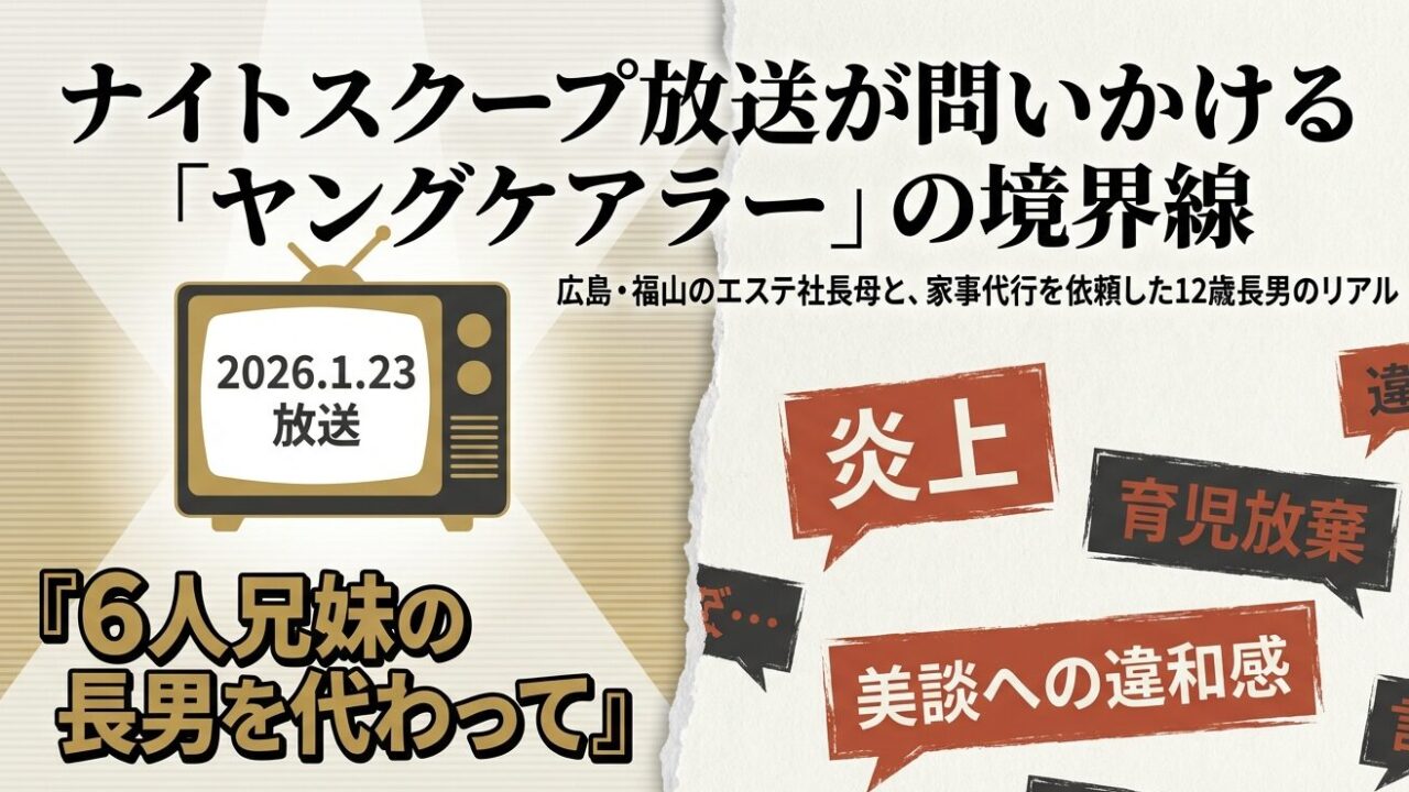 ナイトスクープ物議のヤングケアラー回!福山のエステ社長母と炎上の真相