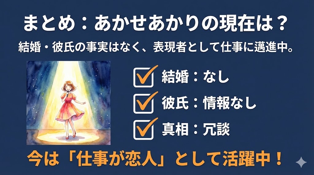 まとめ：あかせあかりの「今」は仕事が恋人？