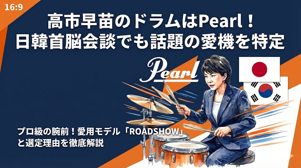 高市早苗のドラムはPearl！日韓首脳会談でも話題の愛機を特定