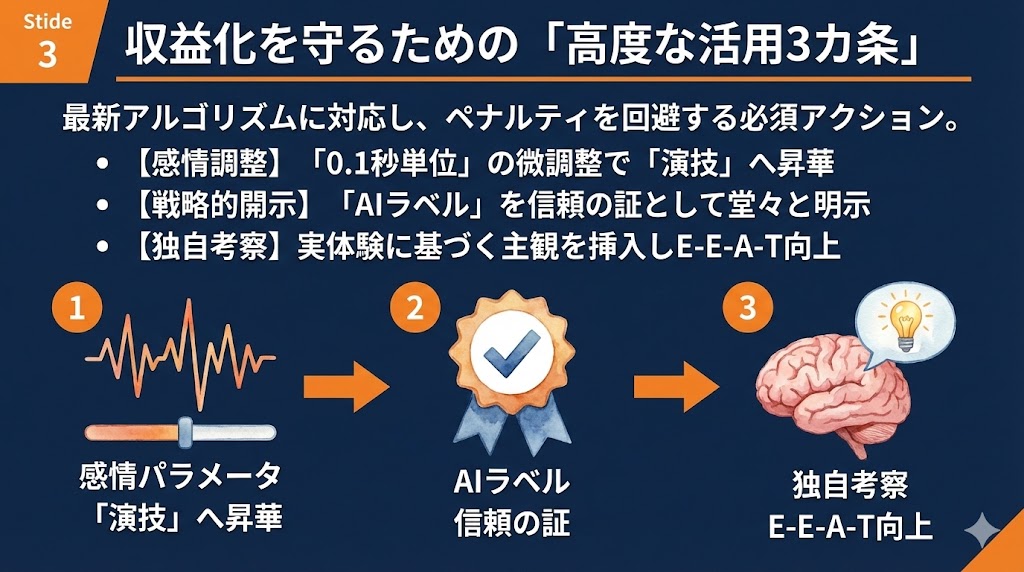 収益化を剥がされないための「高度な活用3カ条」　図解