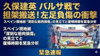 久保建英がバルサ戦で担架搬送…左足負傷の動画と復帰はいつ?