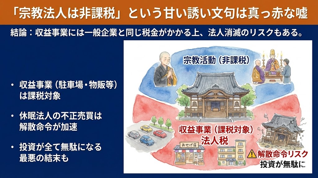 「宗教法人は非課税」という甘い誘い文句は真っ赤な嘘　図解