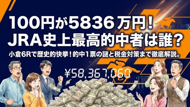 100円が5836万円に大化け！JRA史上最高的中者は誰？