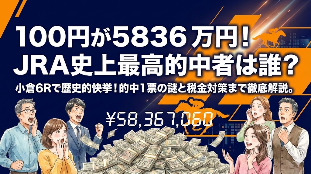 100円が5836万円に大化け！JRA史上最高的中者は誰？