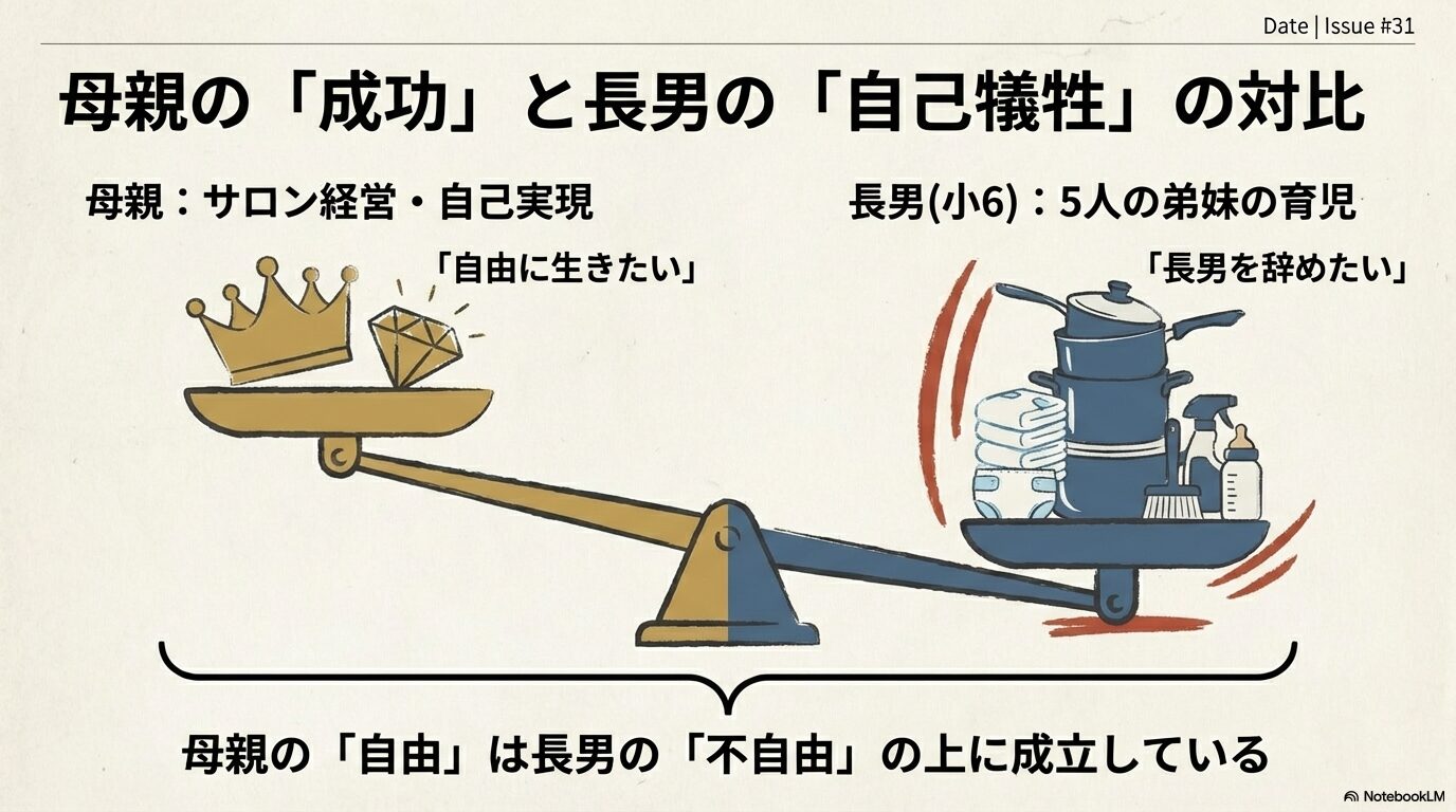 母親の「成功」と長男の「自己犠牲」の対比