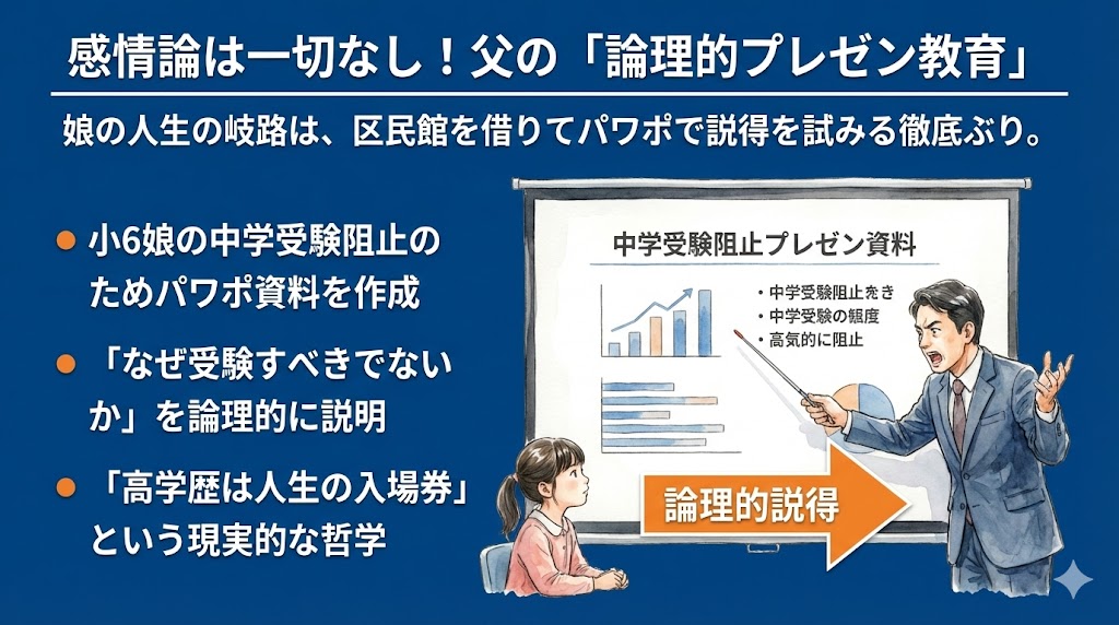 教育方針がヤバい!娘の受験を「パワポ」で阻止した理由