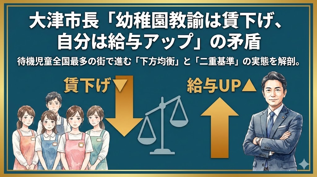 大津市長・佐藤健司が進める幼稚園教諭の賃下げ市長給与アップの矛盾